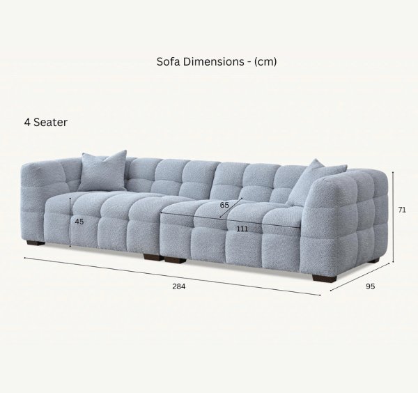 Aluxo Tribeca Sofa Range in Pearl Boucle Fabric - SOLID FURNITURE LTD