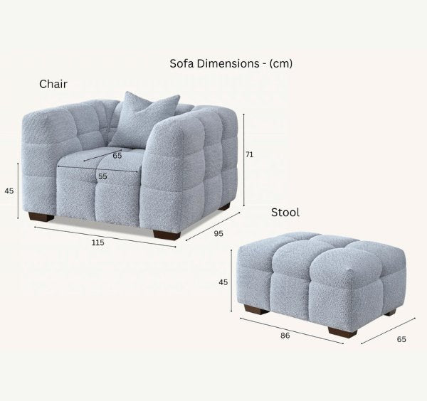 Aluxo Tribeca Sofa Range in Pearl Boucle Fabric - SOLID FURNITURE LTD