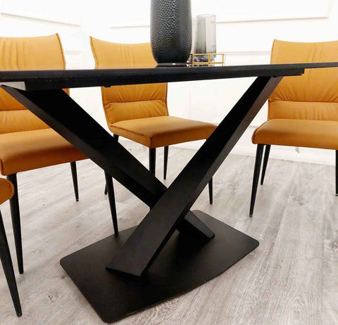 Apollo 1.6m Black Dining Table Only - SOLID FURNITURE LTD