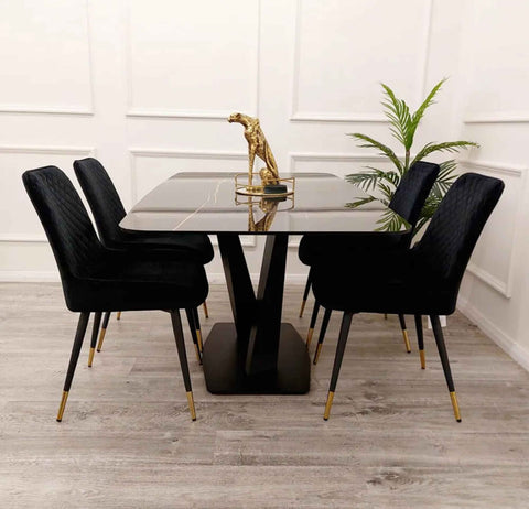 Apollo 1.6m Black Dining Table Only - SOLID FURNITURE LTD