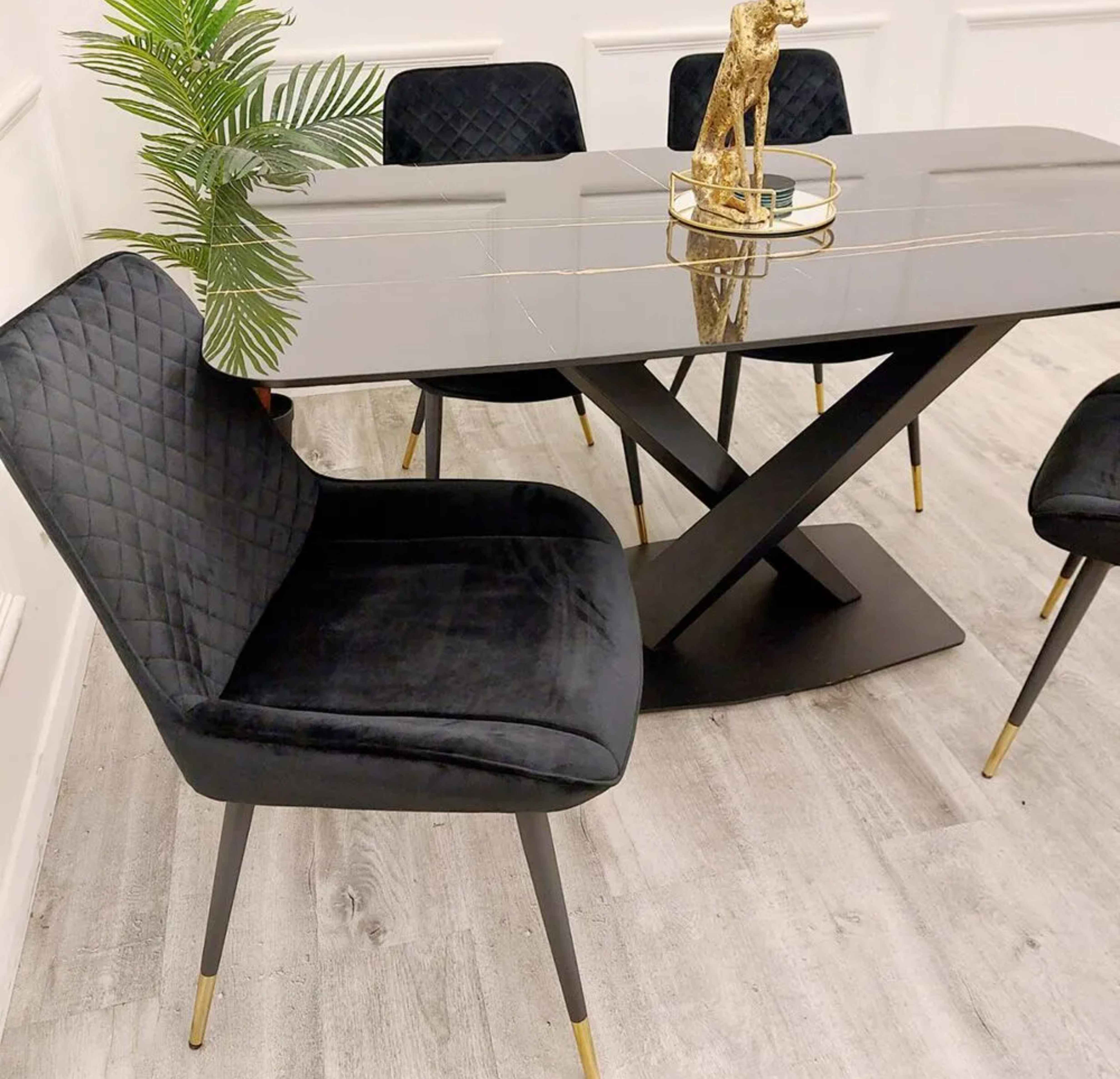 Apollo 1.6m Black Dining Table Only - SOLID FURNITURE LTD