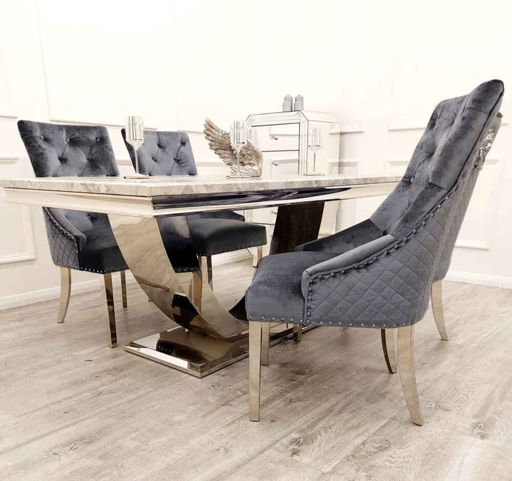 Arial Dining Table with Majestic Dark Grey Chairs - SOLID FURNITURE LTD