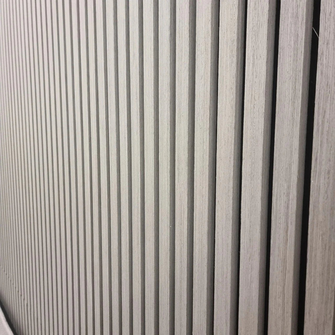 Feature wall ash grey acoustic wooden panel UK

