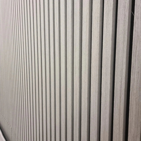 Feature wall ash grey acoustic wooden panel UK


