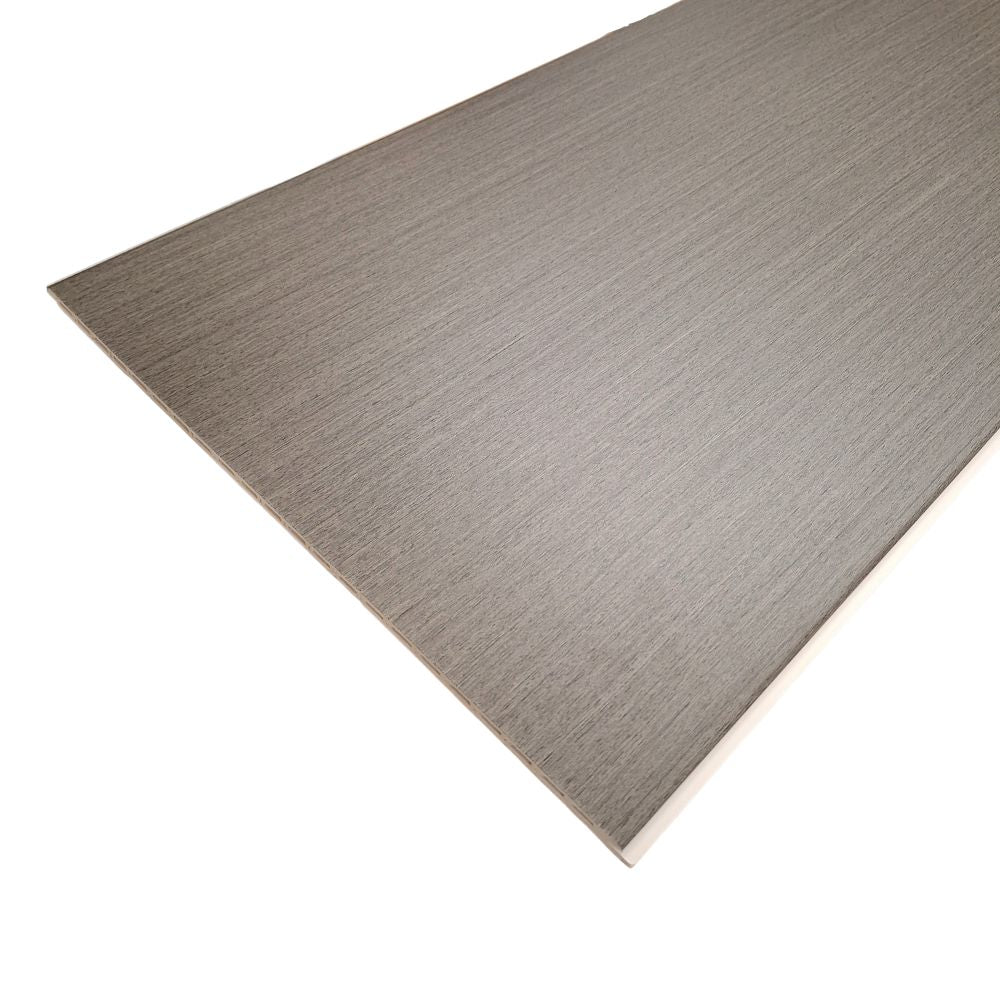 Ash grey WPC flat wall panels with smooth wood-effect finish for modern UK interior feature walls
