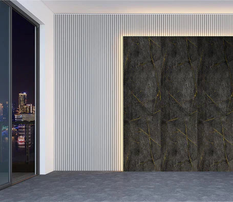 Black gold marble PVC wall panels 60x240cm UK interior

