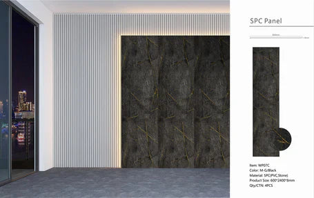 Waterproof black gold PVC wall panels bathroom kitchen

