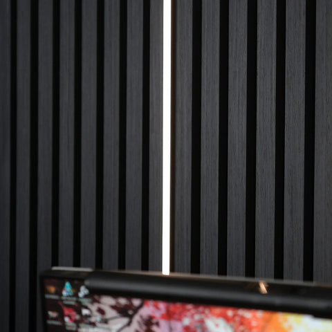 black acoustic slatted wall panel 60x240cm uk

