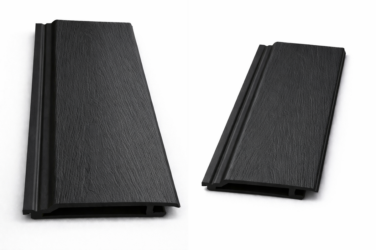 Interlocking black WPC exterior wall cladding panels for garden and house walls