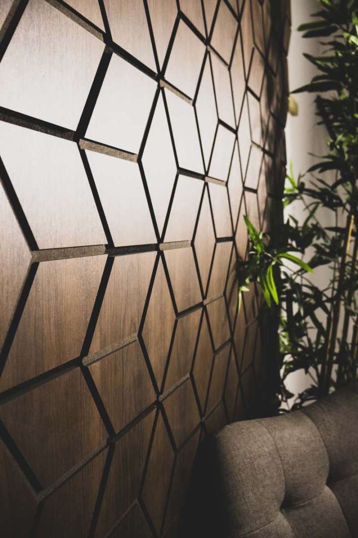 Walnut acoustic blocks wall panel 60×240 cm UK


