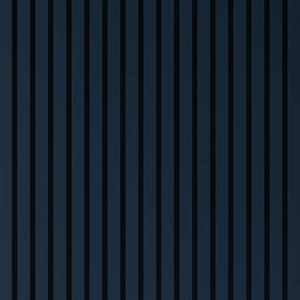 Blue on grey felt acoustic slat wall panels 240x32cm UK

