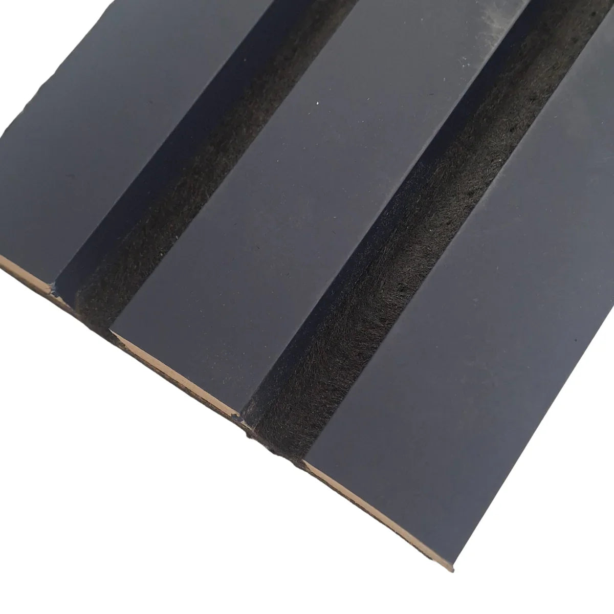 Blue and grey acoustic feature wall panels with felt backing

