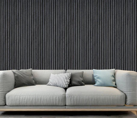 Black Acoustic Slatted Wall Panel 60x240cm | Sound Absorbing Wall Panels UK – Prime Furnishing