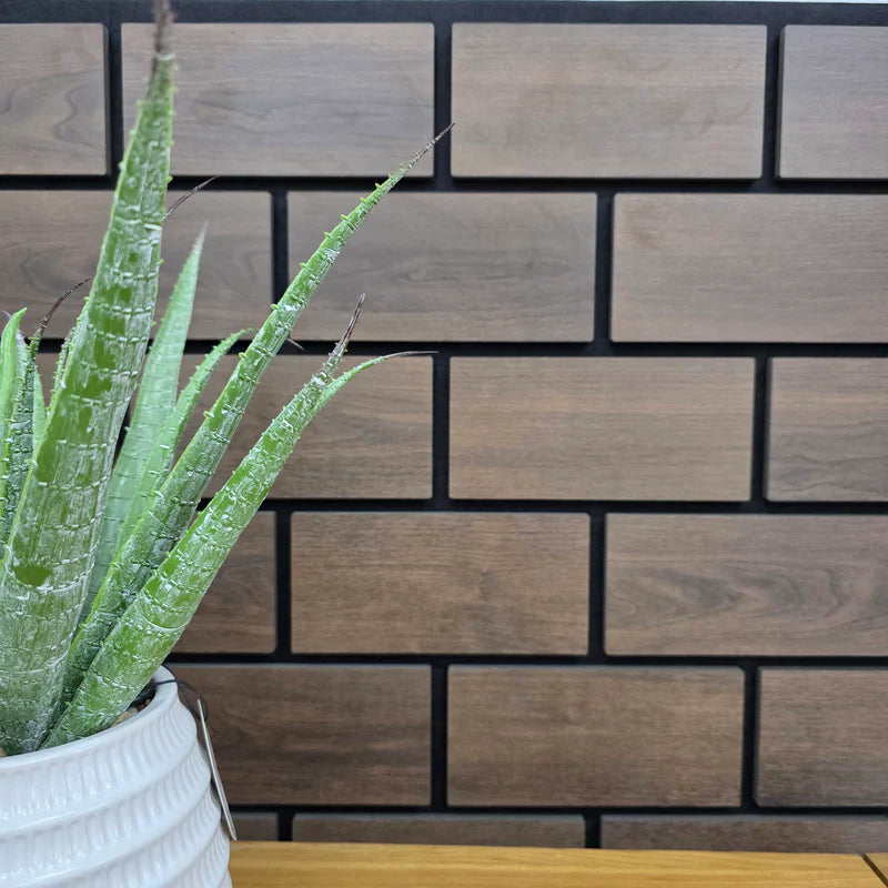 Dark oak acoustic brick wall panel 60×240 cm UK interior

