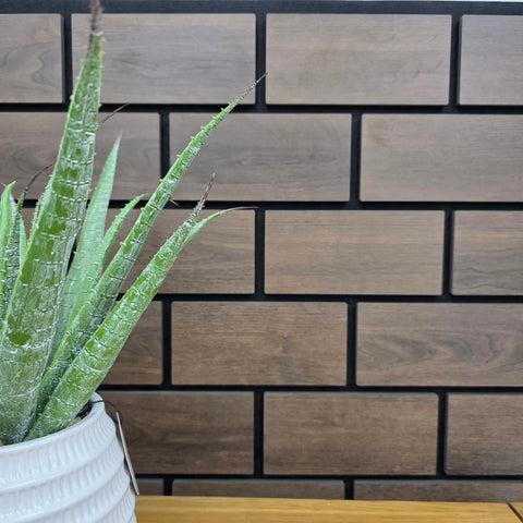 Dark oak acoustic brick wall panel 60×240 cm UK interior

