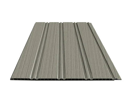 Dark grey WPC seamless wall panels with modern wood-effect finish for UK interior feature walls