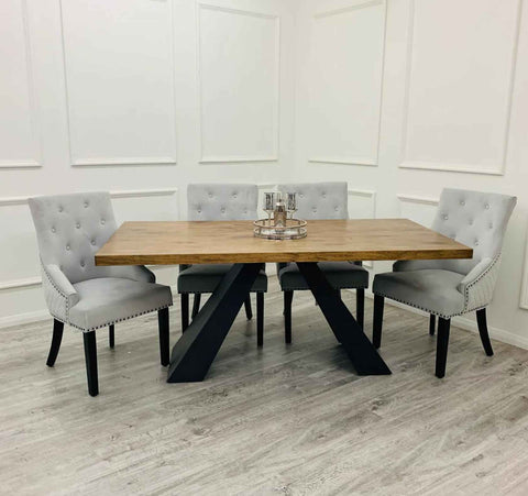 Axel Dining Table with Majestic Light Grey Chair SOLID FURNITURE