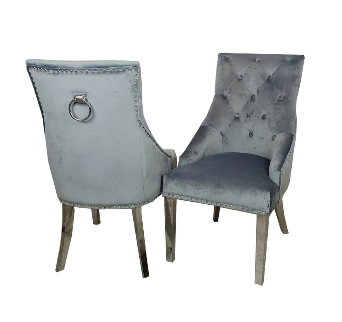 Duke Dark Grey Velvet Dining Chair SOLID FURNITURE