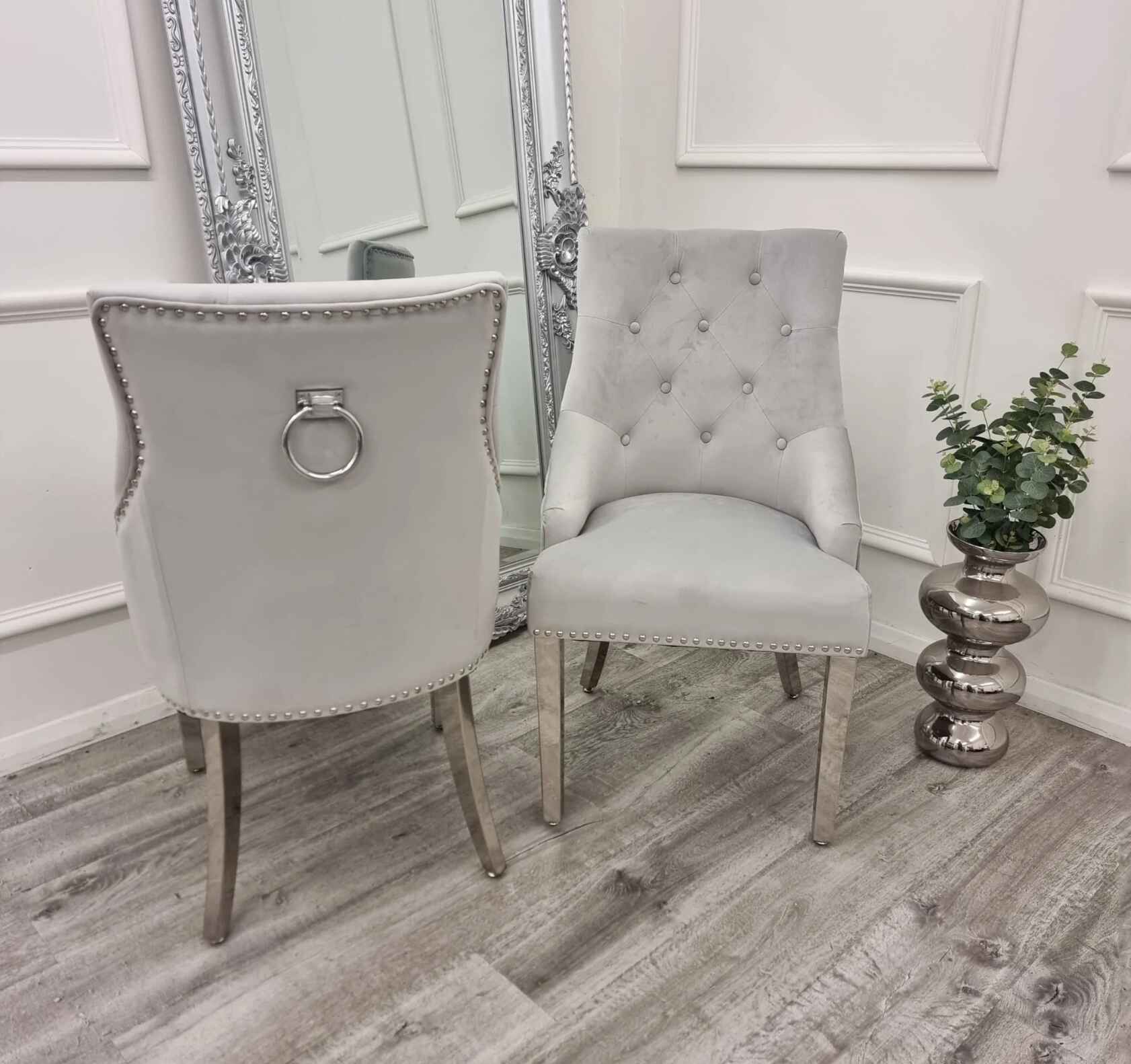 Duke Light Grey Velvet Dining Chair SOLID FURNITURE