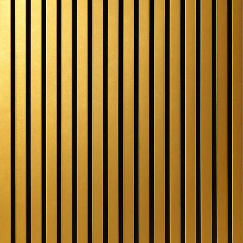 Gold coloured acoustic slat wall panels 240x32cm UK modern interior

