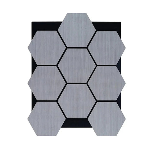 Grey oak hexagon acoustic wall panels pack of 4 65.5x80cm UK interior

