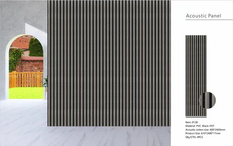 Grey quartz acoustic feature wall panel interior décor

