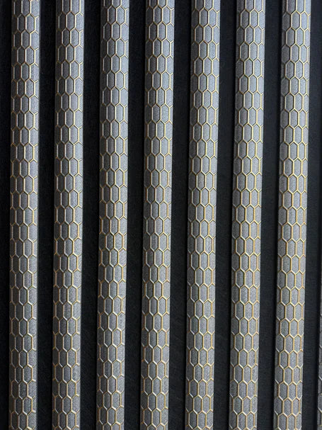 Acoustic wall panel with luxury 3D gold line design

