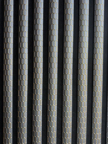 Acoustic wall panel with luxury 3D gold line design

