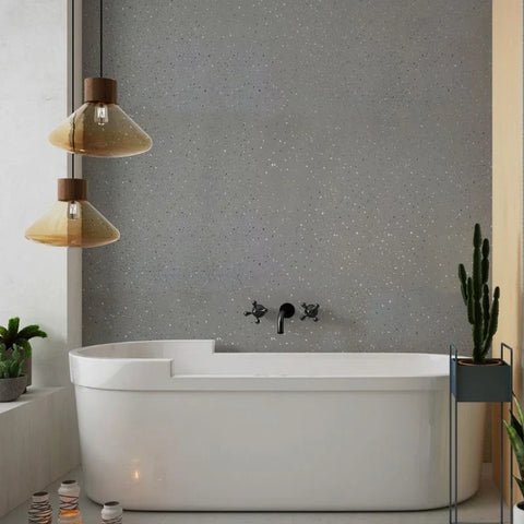 Premium grey sparkle PVC shower panel 100x240cm UK bathroom


