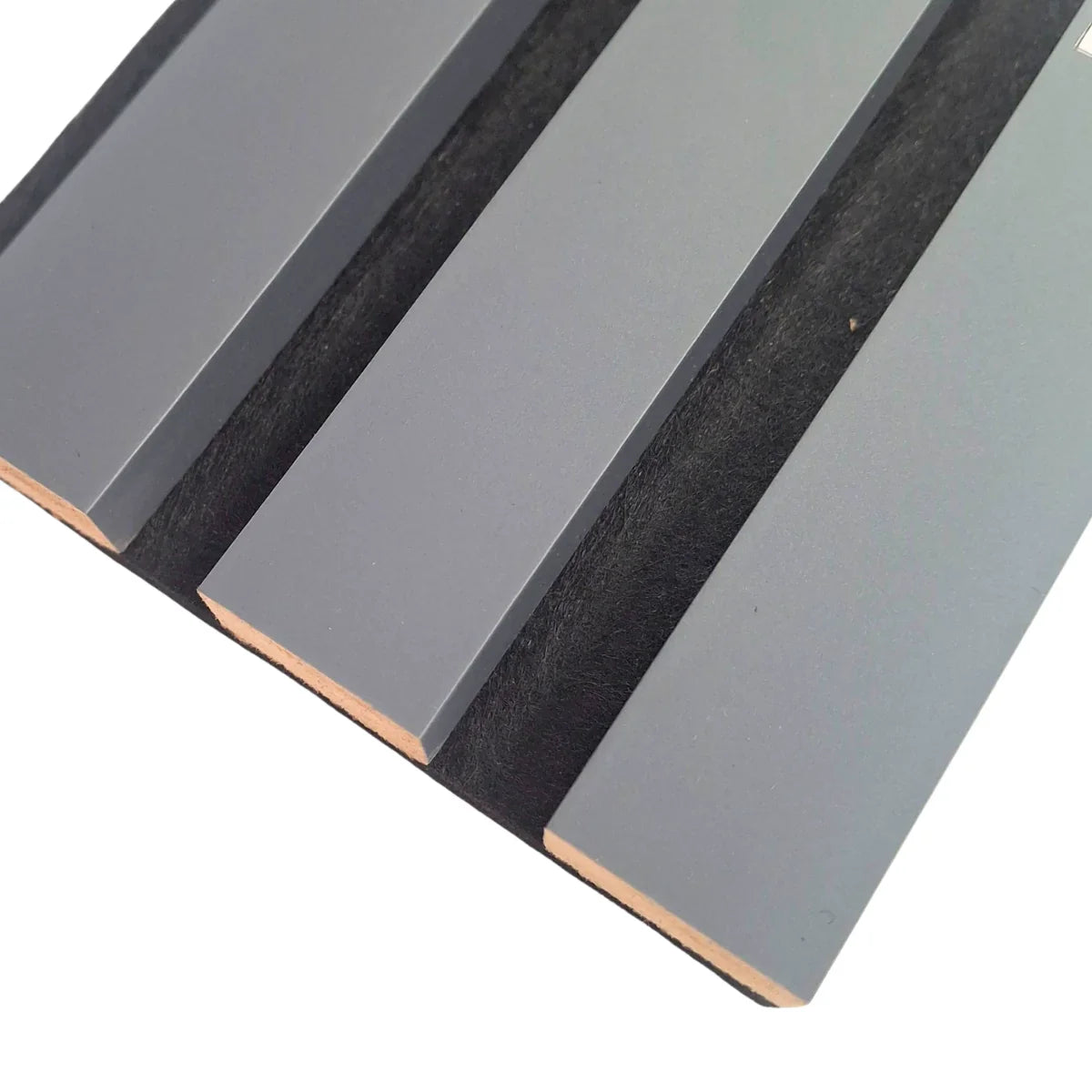 Grey acoustic feature wall panels with 3-sided finish

