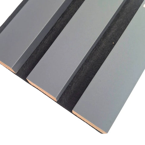 Grey acoustic feature wall panels with 3-sided finish

