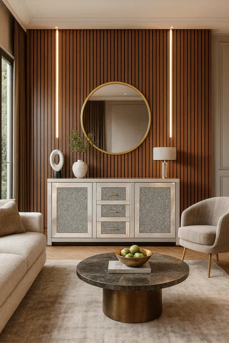 Warm white LED strip lighting for wall panels feature wall

