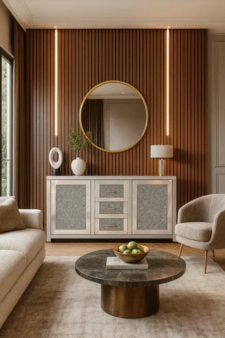 Warm white LED strip lighting for wall panels feature wall

