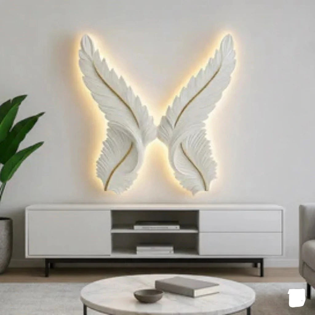 LED wings wall art modern decorative lighting feature UK

