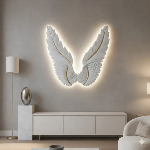 LED wings wall art white decorative lighting for living room UK
