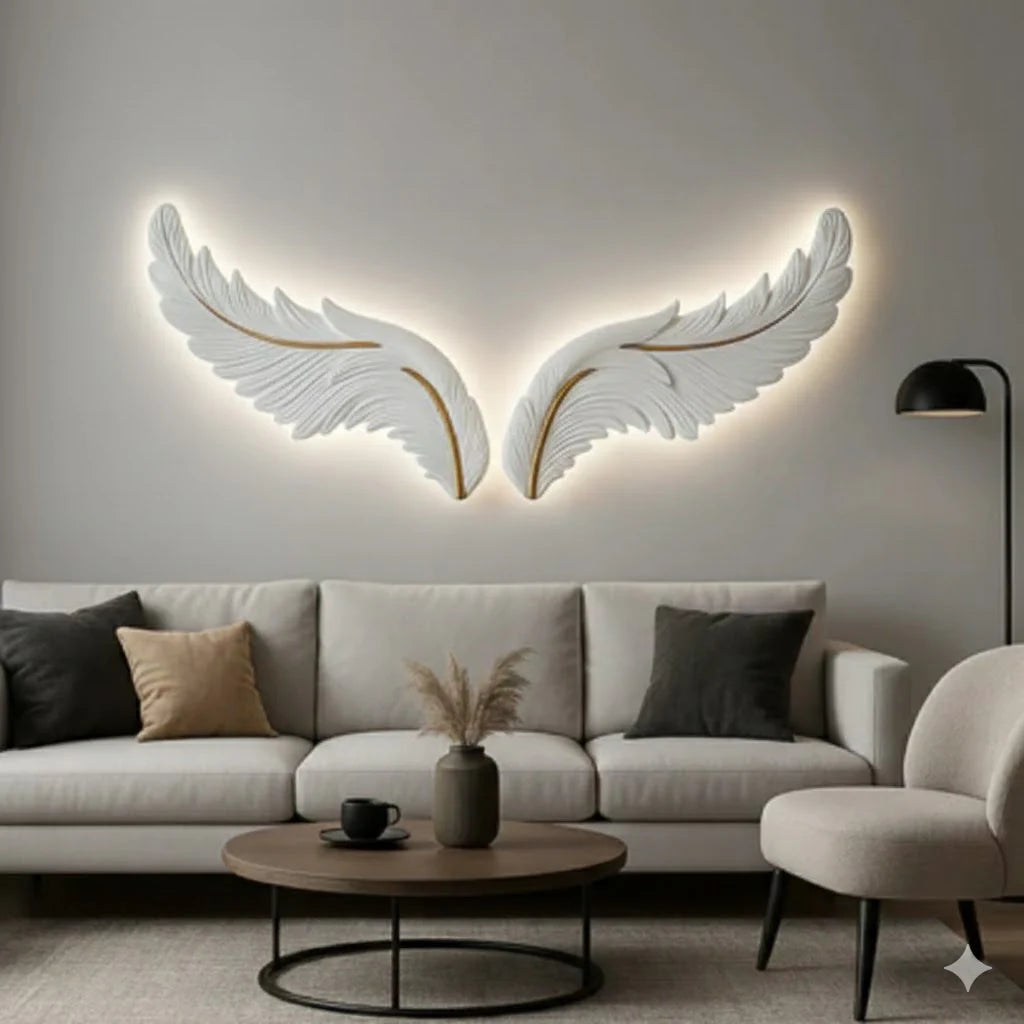 LED wings luxury lighted wall decor white LED wall art UK

