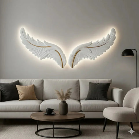 LED wings luxury lighted wall decor white LED wall art UK

