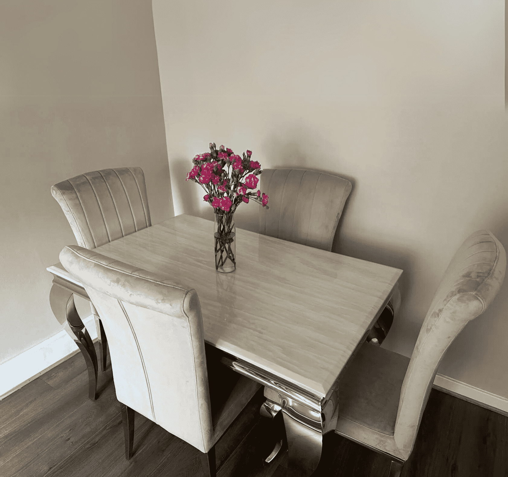 Cream Marble Louis Dining Table Only SOLID FURNITURE