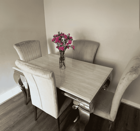 Cream Marble Louis Dining Table Only SOLID FURNITURE
