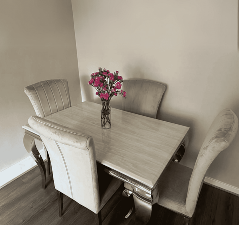 Cream Marble Louis Dining Table Only SOLID FURNITURE