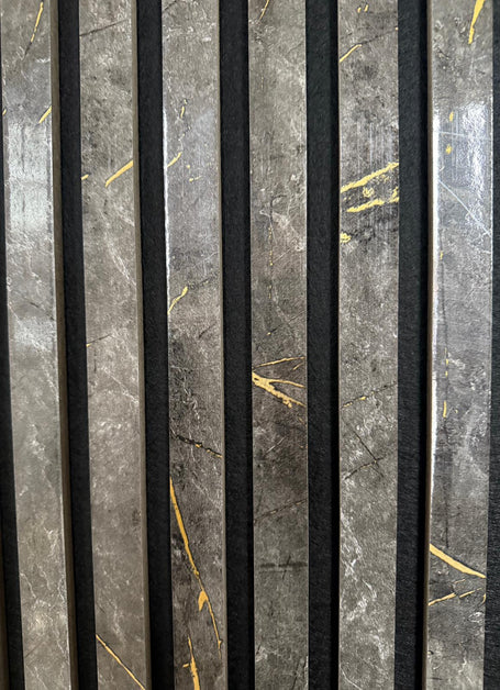 Black and gold marble feature acoustic wall panel interior décor

