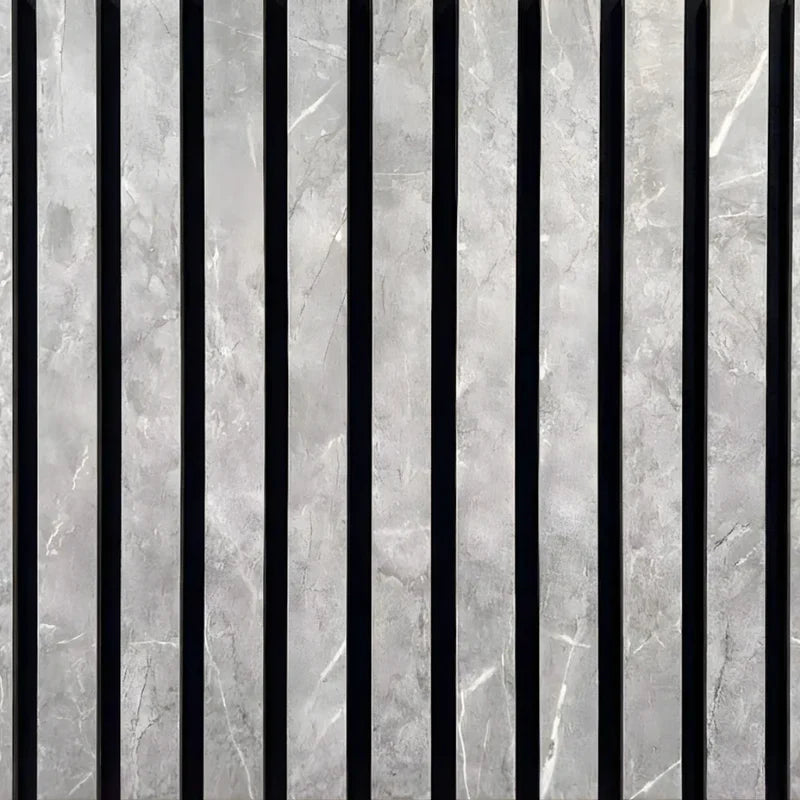 Grey marble acoustic slatted wall panel 240x60 cm UK interior

