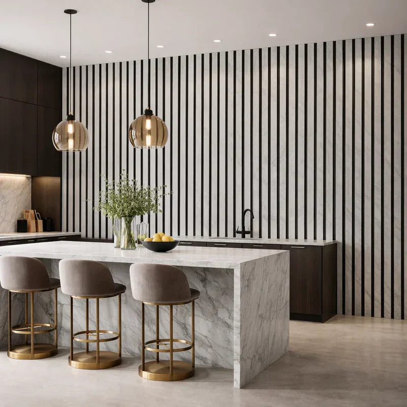 Grey acoustic slatted large wall panel 240x60cm UK

