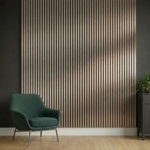 Metallic brown acoustic slatted wall panel 240x60 cm UK

