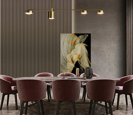Vertical metallic slat wall panel UK feature wall

