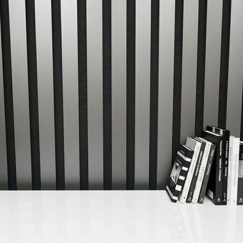 Modern metallic acoustic slat wall panel for feature wall

