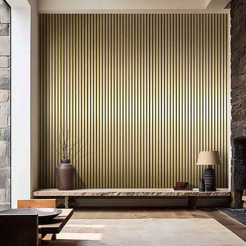 Sound-absorbing metallic gold acoustic wall panel interior décor

