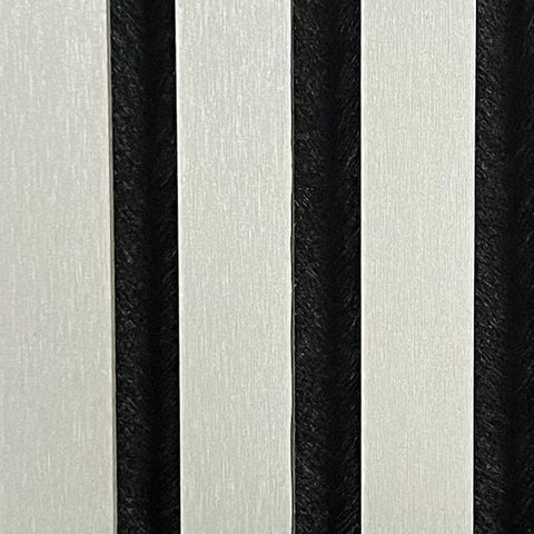 Light grey vertical slatted acoustic wall panel interior décor

