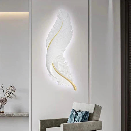 Indoor LED wall light for living room feather design UK

