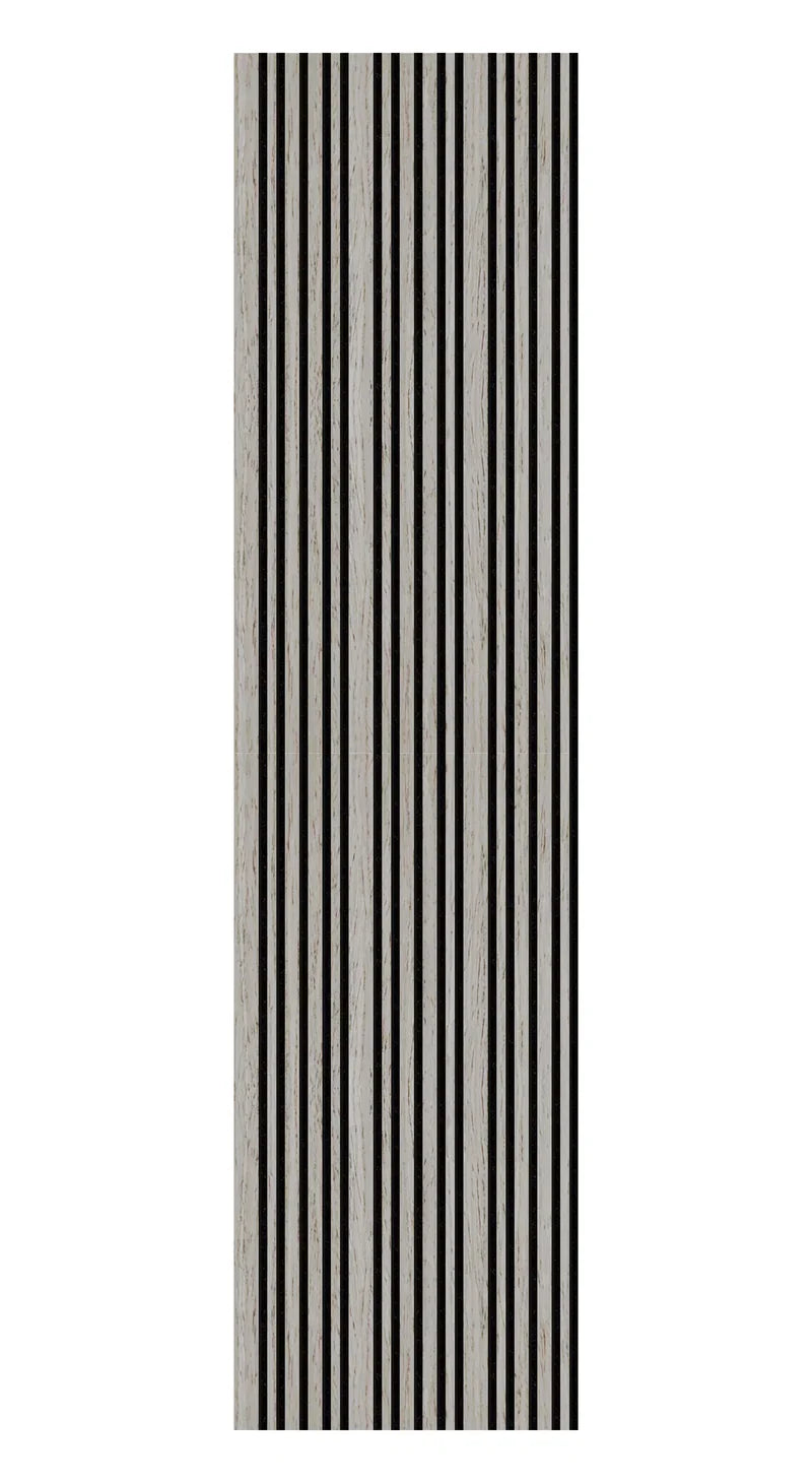 Modern light grey acoustic wall panels multi-width design UK

